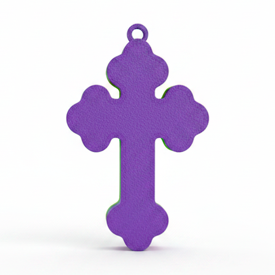 Cruz Corazón Acrílico Morado