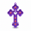 Cruz Corazón Acrílico Morado