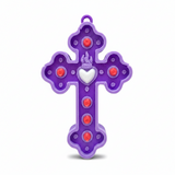 Cruz Corazón Acrílico Morado