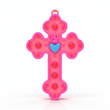 Cruz Corazón Acrílico Rosado