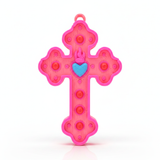 Cruz Corazón Acrílico Rosado
