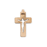 Cruz De Madera Beige Con Cristo Silueta 38 x 24mm