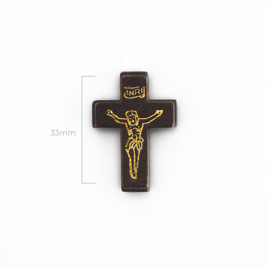 Cruz De Madera Con Cristo Dorado 33 x 22mm