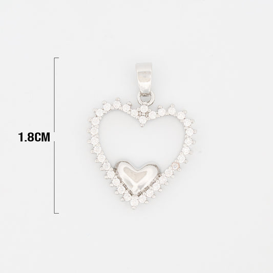 Dije Corazón Circón Liso Plateado Rodinado