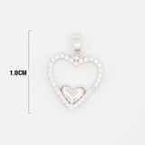 Dije Corazón Circón Liso Plateado Rodinado