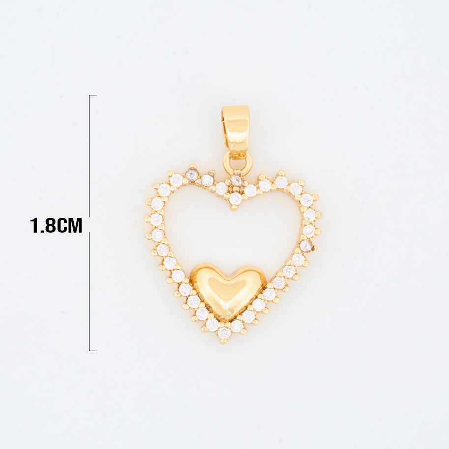 Dije Corazón Circón Liso Dorado Rodinado