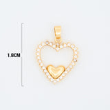 Dije Corazón Circón Liso Dorado Rodinado