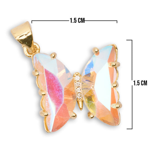 Dije Mariposa Cristal Collar Piedra Boreal Rodinado