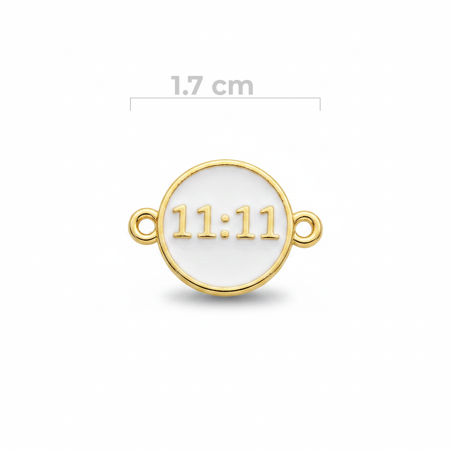 Dije 11:11 Blanco Para Pulsera Dorado Rodinado