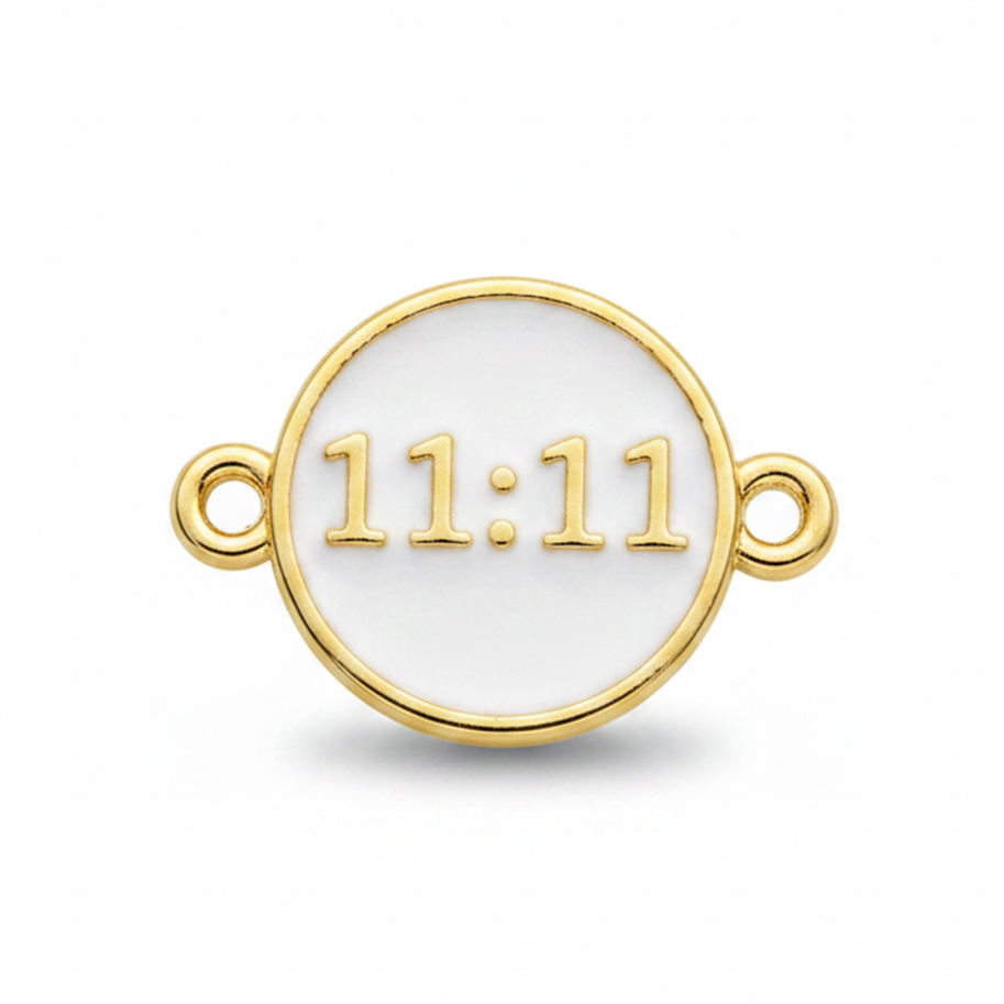 Dije 11:11 Blanco Para Pulsera Dorado Rodinado