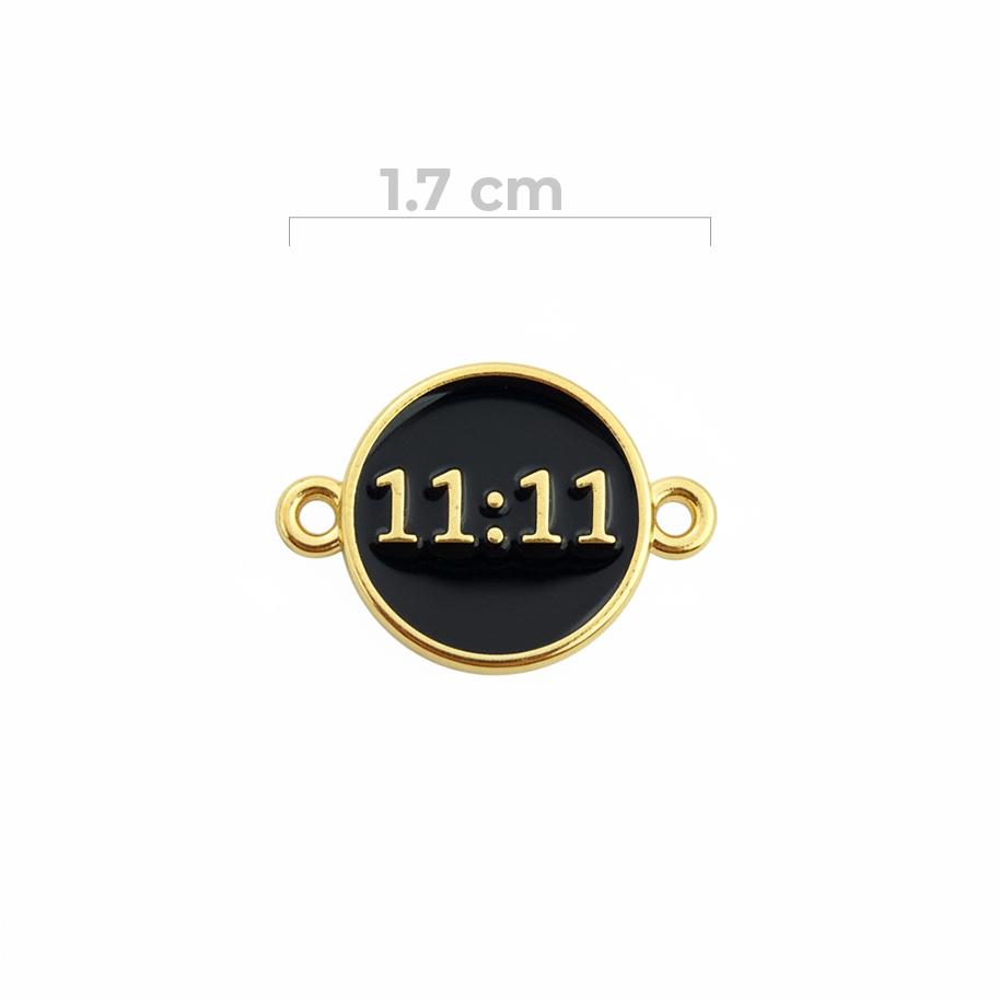 Dije 11:11 Negro Para Pulsera Dorado Rodinado