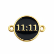 Dije 11:11 Negro Para Pulsera Dorado Rodinado