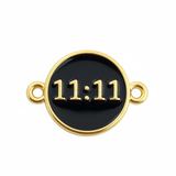 Dije 11:11 Negro Para Pulsera Dorado Rodinado