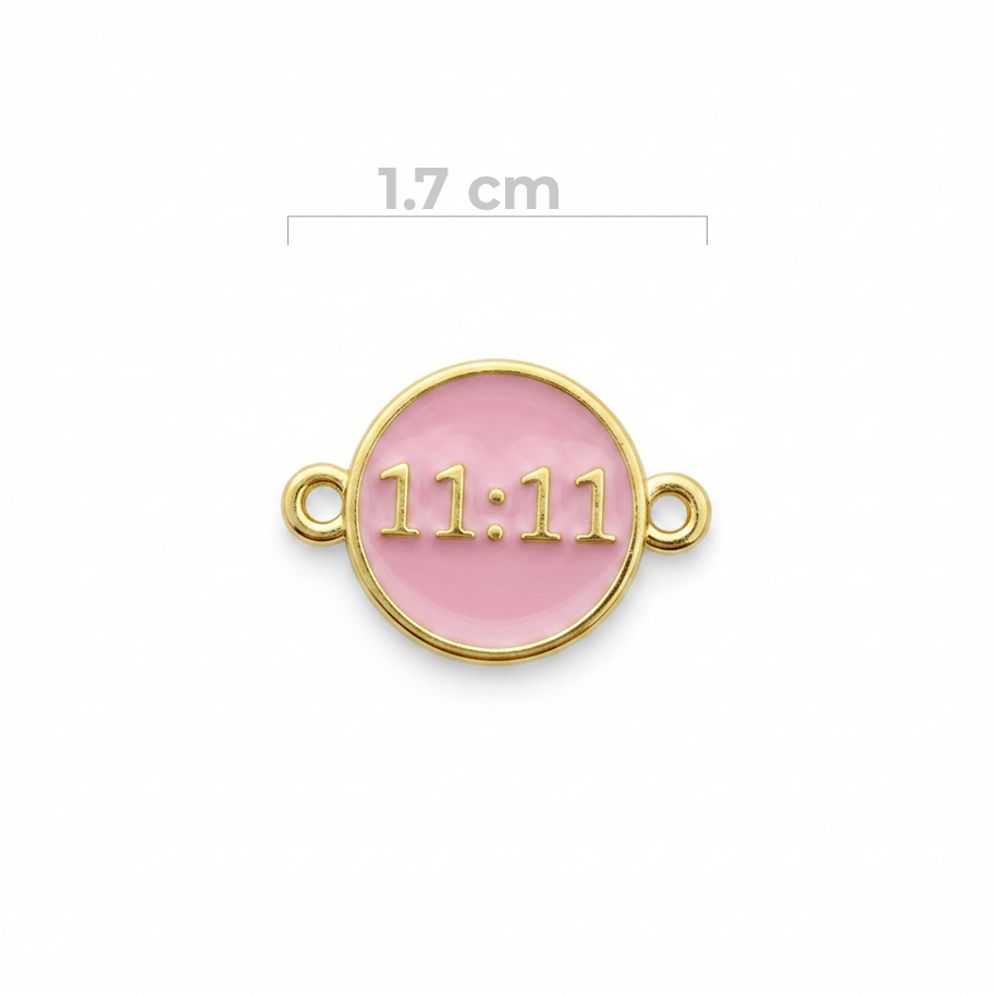 Dije 11:11 Rosado Para Pulsera Dorado Rodinado