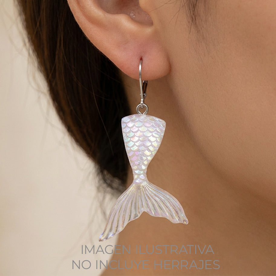 Dije Acrílico Cola De Sirena Blanca Boreal