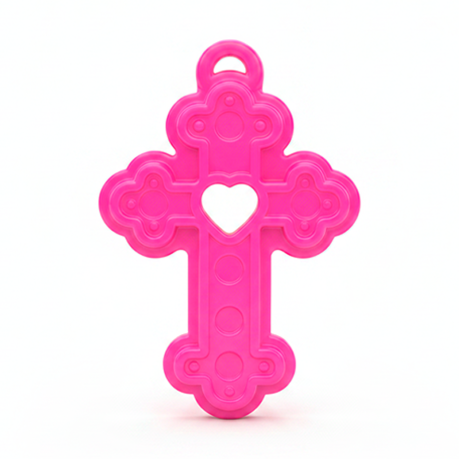Dije Acrilico Cruz 1 Tono Fucsia