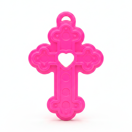 Dije Acrilico Cruz 1 Tono Fucsia