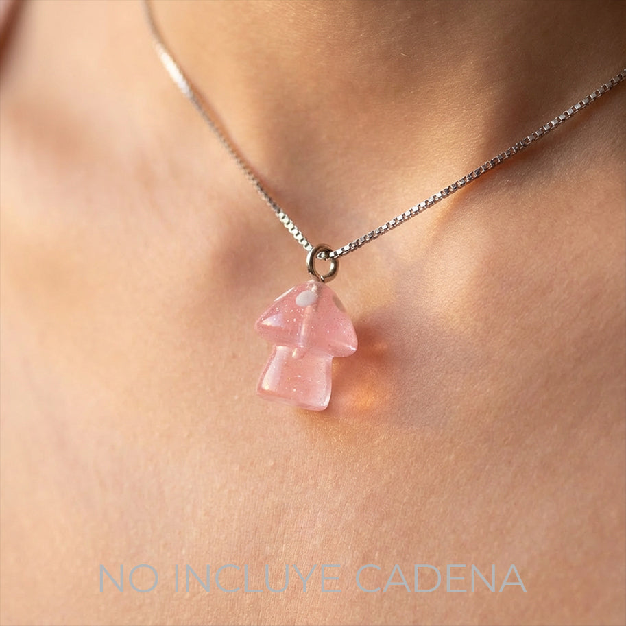 Dije Acrílico Honguito Neón Rosado