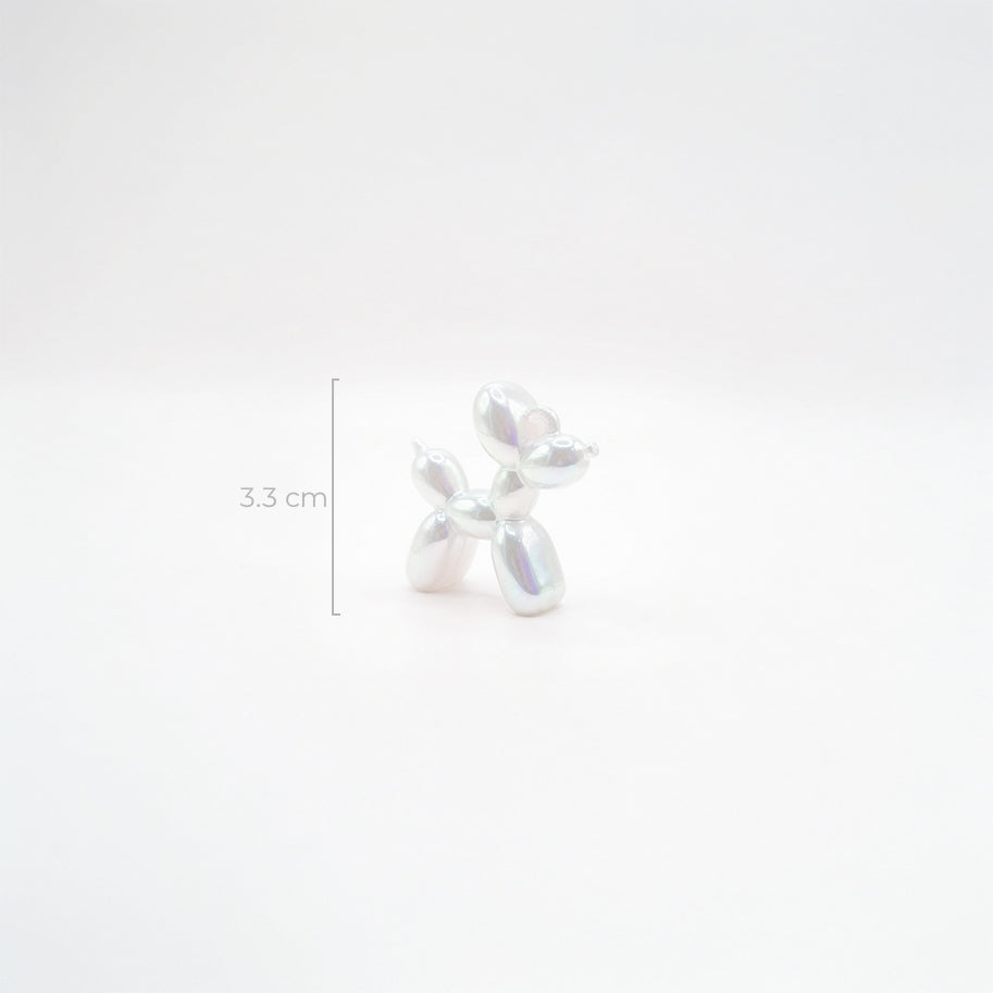 Dije Acrílico Perro Globo Blanco Perlado Boreal