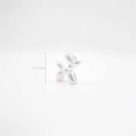 Dije Acrílico Perro Globo Blanco Perlado Boreal