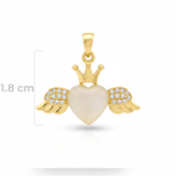 Dije Alas Corazón Nácar Dorado Rodinado