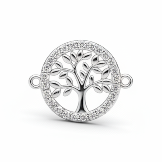 Dije Arbol De Vida Circulo Plateado Rodinado