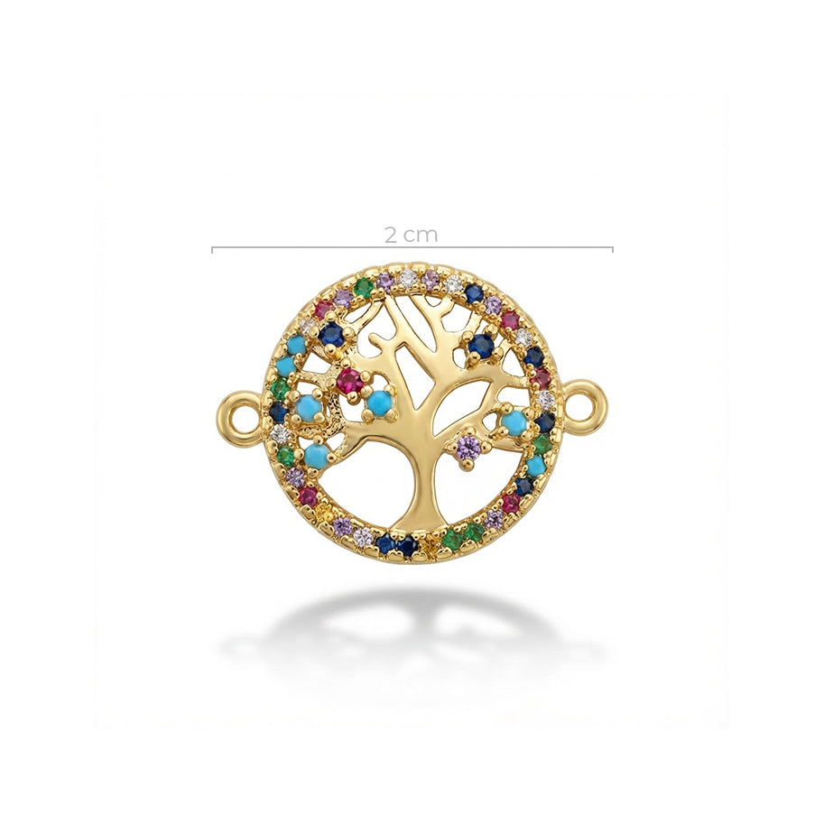 Dije Arbol De Vida Circulo dorado Rodinado