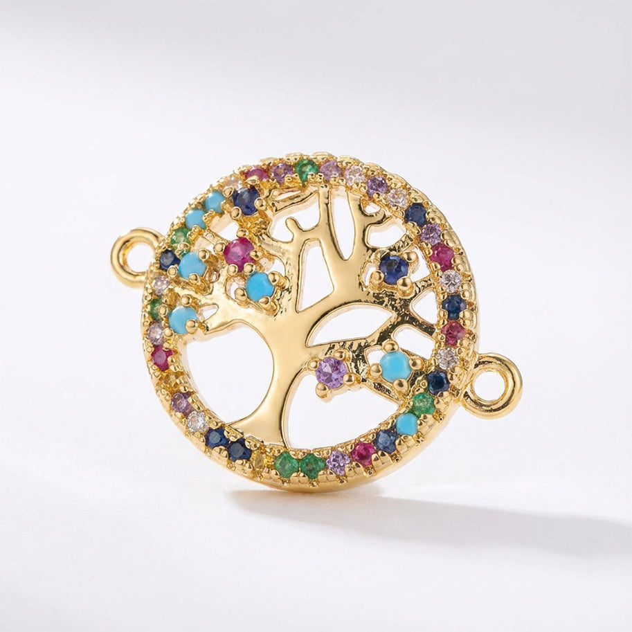 Dije Arbol De Vida Circulo dorado Rodinado
