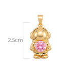 Dije Astronauta Piedra Rosada Dorado Rodinado