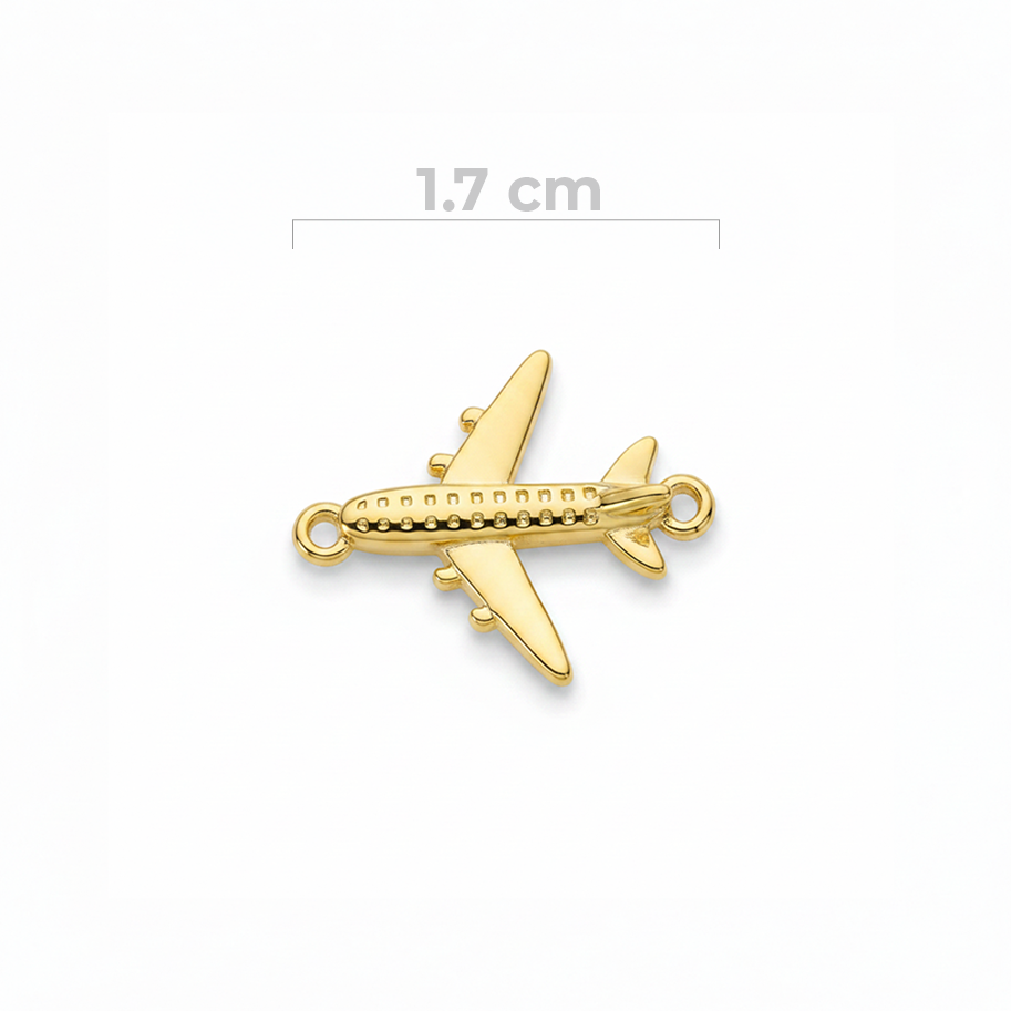 Dije Avion Liso Pulsera Dorado Rodinado