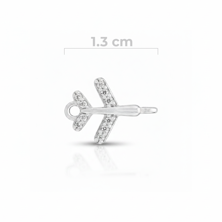 Dije Avión Mini Plateado Rodinado