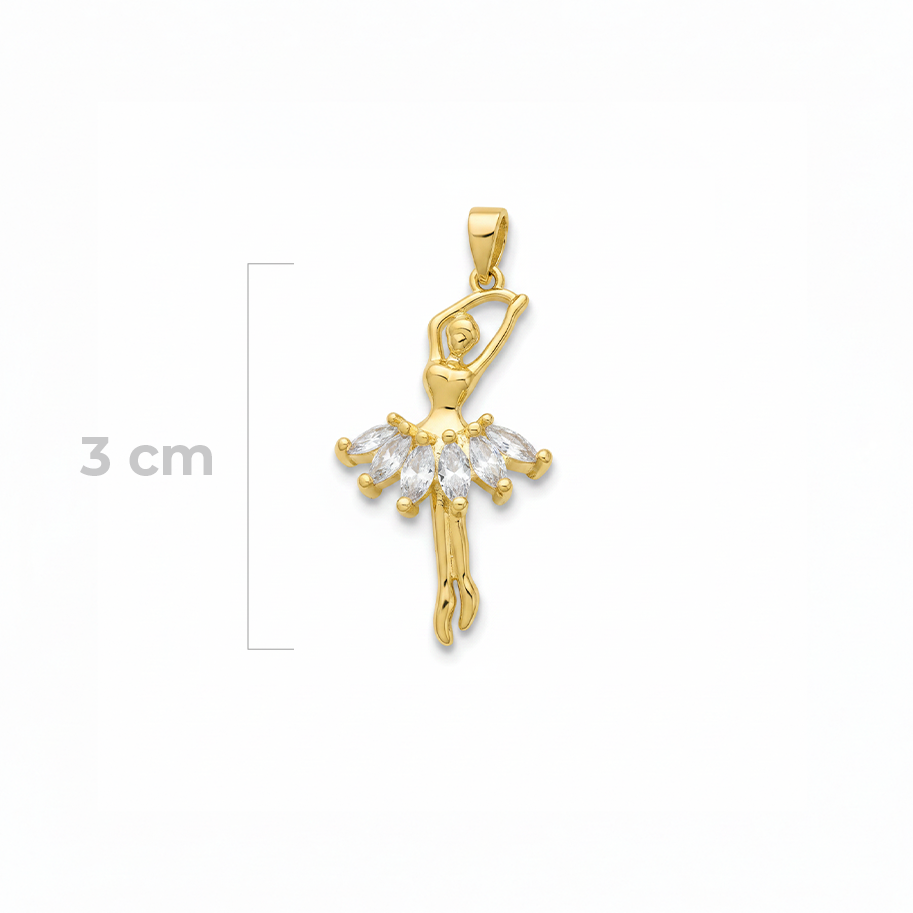 Dije Bailarina Piedra Blanca Dorado Rodinado