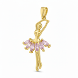 Dije Bailarina Piedra Rosada Dorado Rodinado
