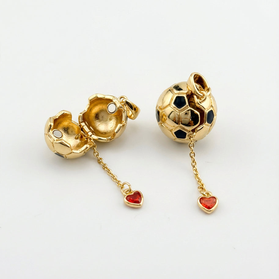 Dije Balón Con Dije Corazón Adentro Dorado Rodinado