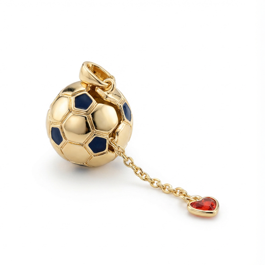 Dije Balón Con Dije Corazón Adentro Dorado Rodinado