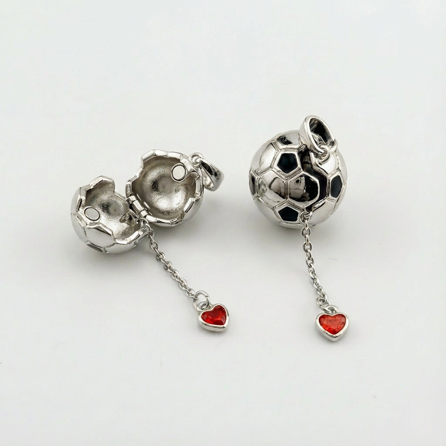 Dije Balón Con Dije Corazón Adentro Plateado Rodinado