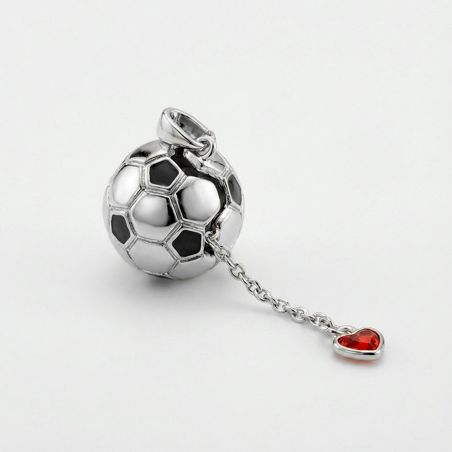 Dije Balón Con Dije Corazón Adentro Plateado Rodinado