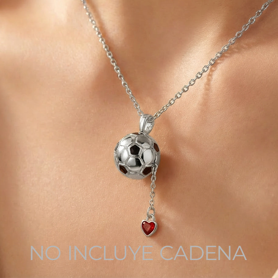 Dije Balón Con Dije Corazón Adentro Plateado Rodinado