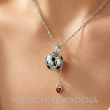 Dije Balón Con Dije Corazón Adentro Plateado Rodinado