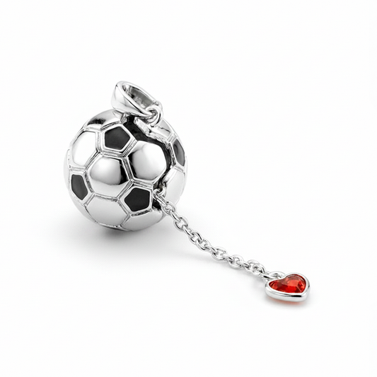 Dije Balón Con Dije Corazón Adentro Plateado Rodinado