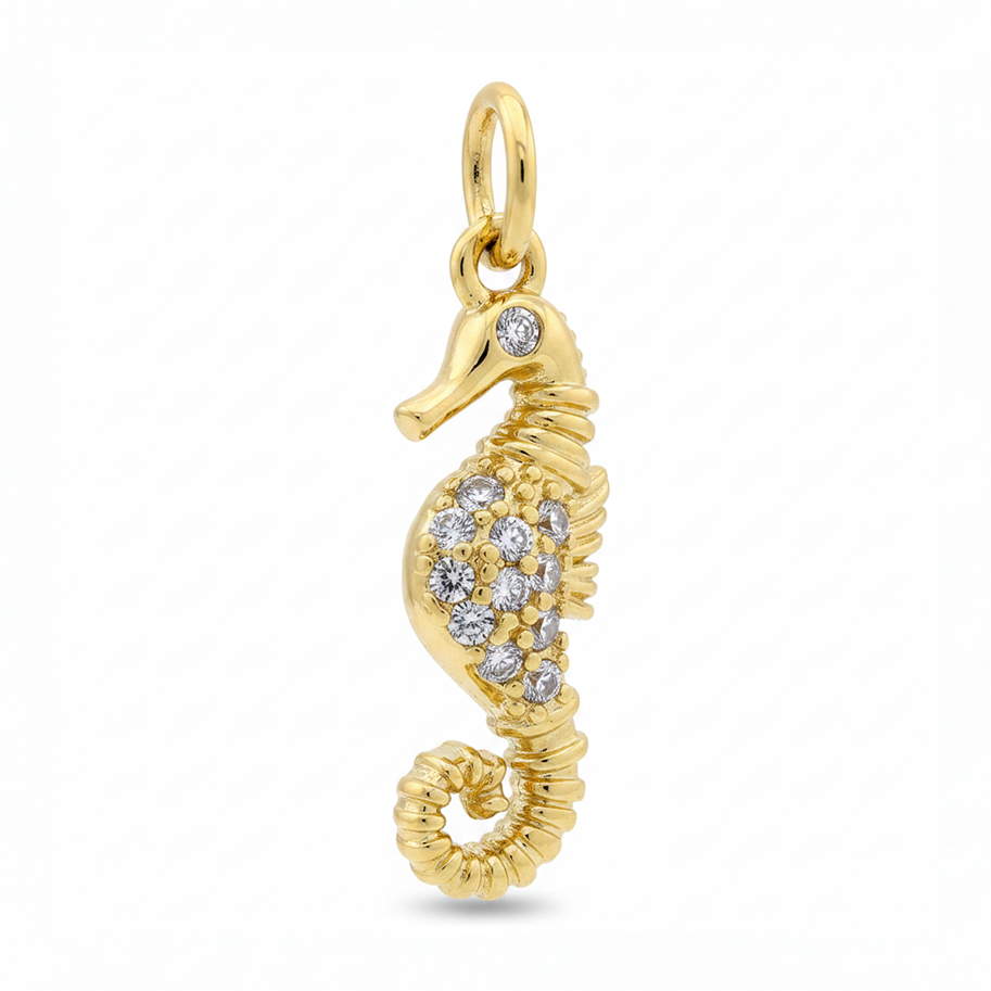 Dije Caballito De Mar Pequeño Dorado Rodinado