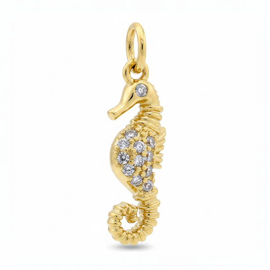 Dije Caballito De Mar Pequeño Dorado Rodinado