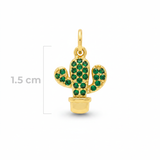 Dije Cactus Dorado Piedra Verde Rodinado