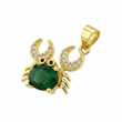 Dije Cangrejo Dorado Piedra Verde Rodinado