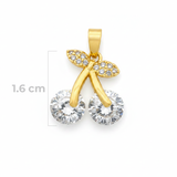 Dije Cereza Piedra Blanca Dorado Rodinado