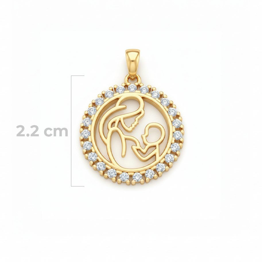Dije Circulo Mamá e Hijo Dorado Rodinado