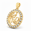 Dije Circulo Mamá e Hijo Dorado Rodinado