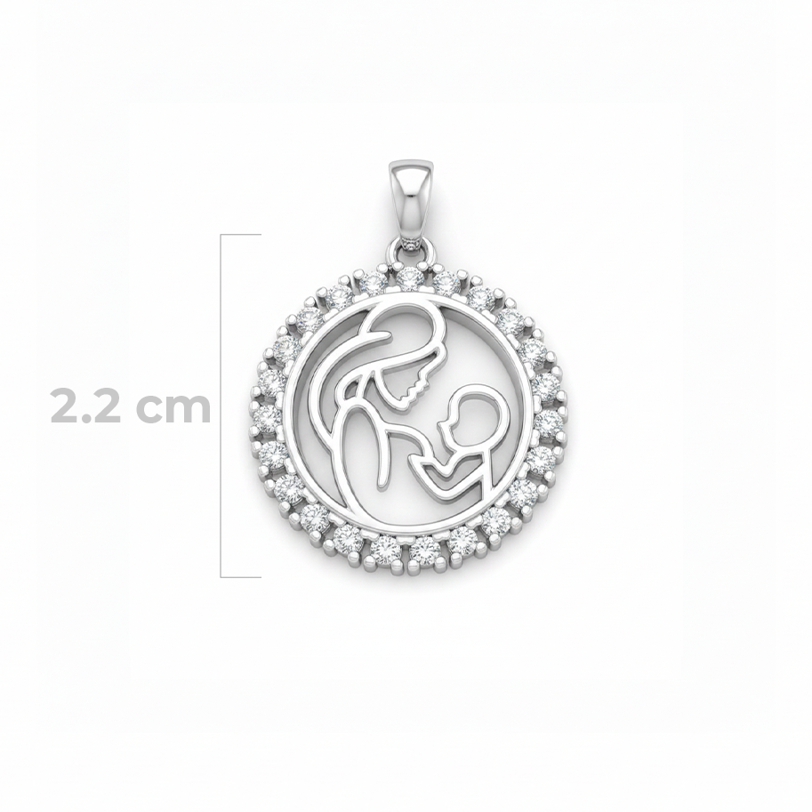 Dije Circulo Mamá e Hijo Plateado Rodinado