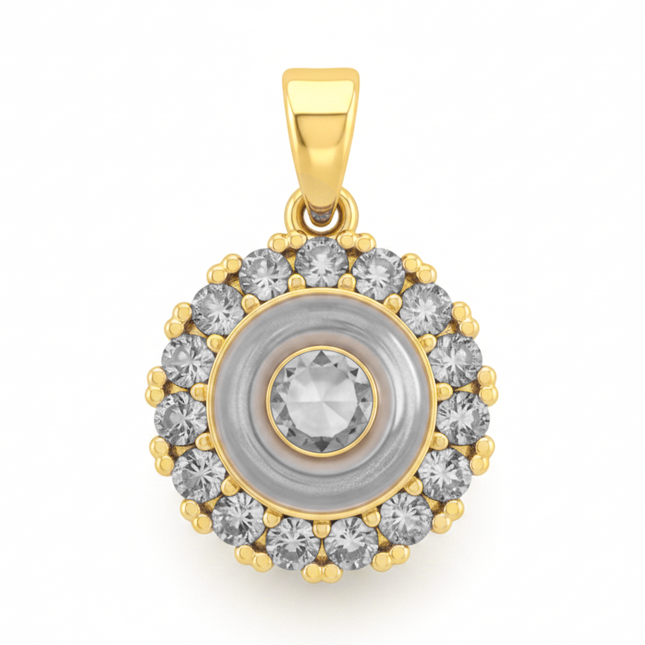 Dije Circulo Piedra Blanca Giratorio Rodinado