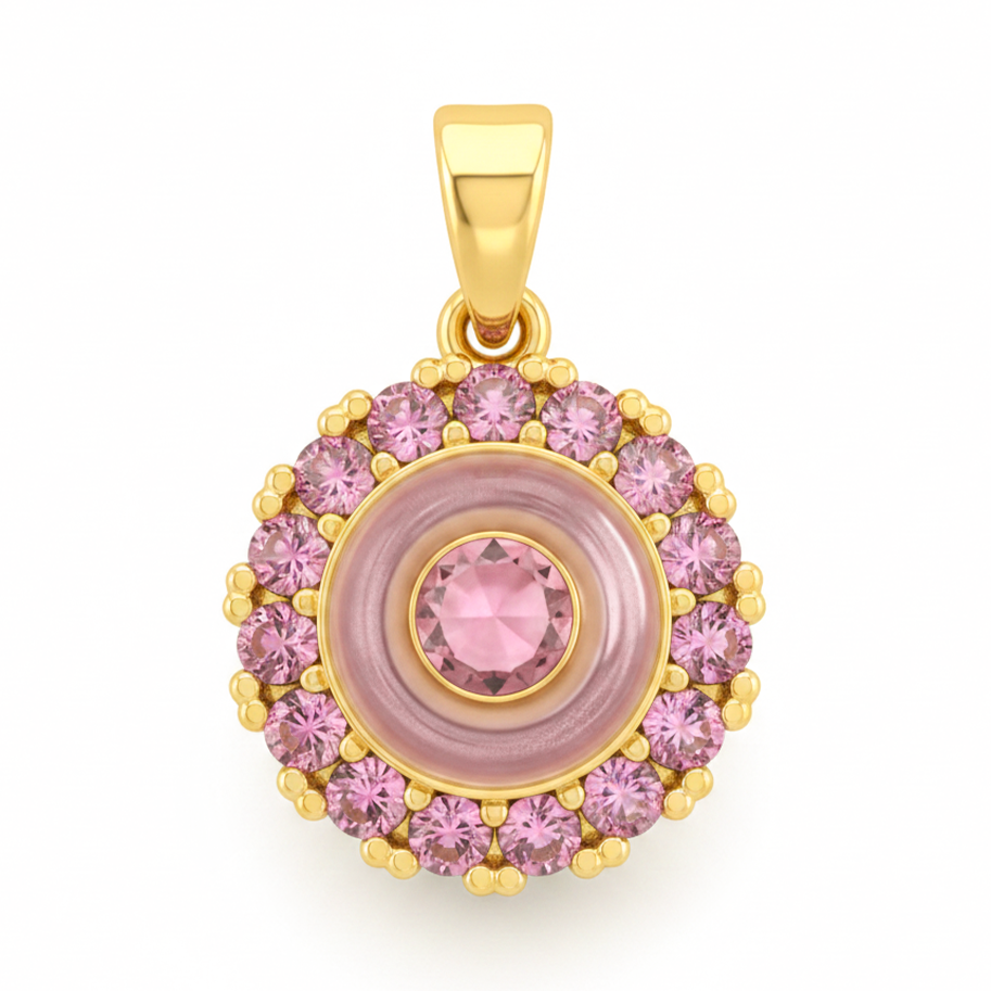 Dije Circulo Piedra Rosada Giratorio Rodinado